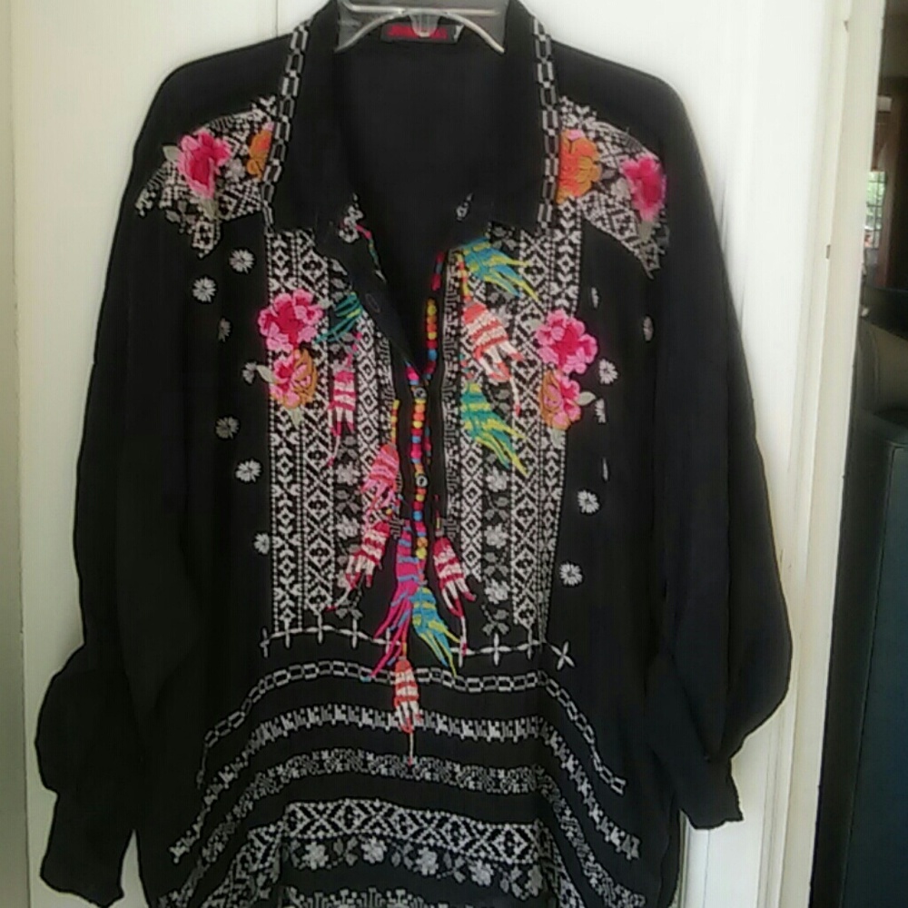 Johnny Was Indie Feather Shirt PL